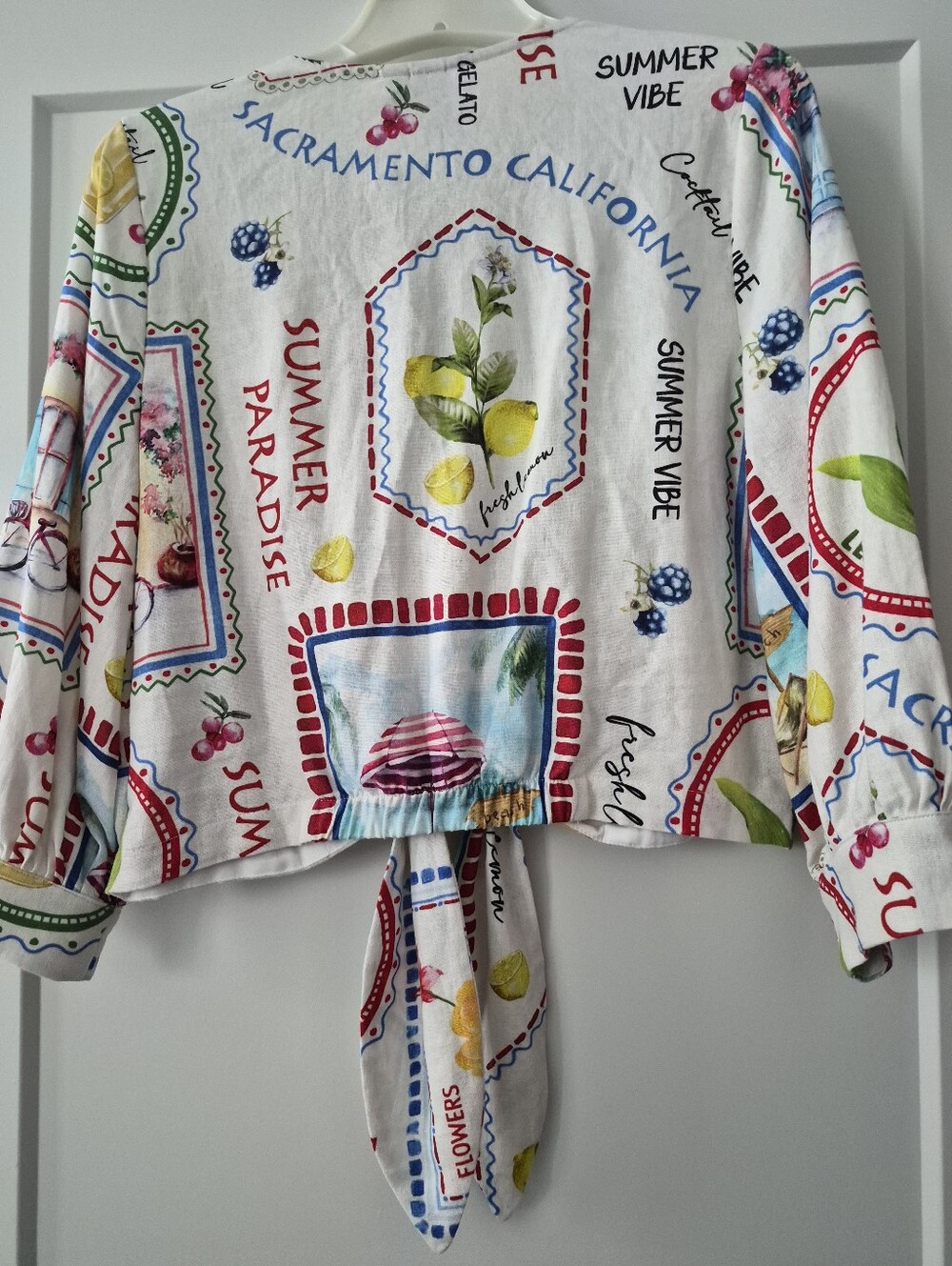 Joie White Multicolor Beach & Lemon Tie-Front Blouse - Multi-color - Picture 2 of 3